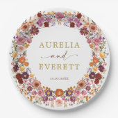 ブライト秋ワイルドフラワーガーデン結婚リース ペーパープレート (正面)