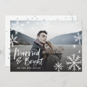 &ブライト結婚したスノーフレークホリデーニューリーズフォト シーズンカード (正面/裏面)