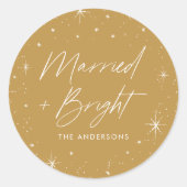 ブライト結婚した金ゴールドホリデー ラウンドシール (正面)