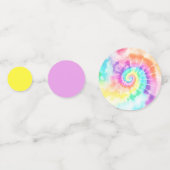 ブライト絞り染めレインボーヒッピー誕生日テーブル コンフェッティ (正面)