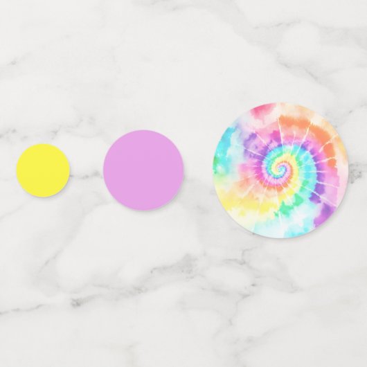 ブライト絞り染めレインボーヒッピー誕生日テーブル コンフェッティ (正面)