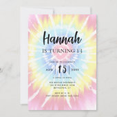 ブライト絞り染め、任意の年齢誕生日 招待状 (正面)