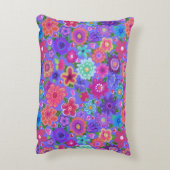 ブライト絵を描ボホフローラオンペリウィンクルブルー アクセントクッション (裏面(縦))