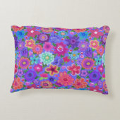 ブライト絵を描ボホフローラオンペリウィンクルブルー アクセントクッション (裏面)