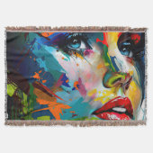 ブライト絵を描美しい女性顔スタイリッシュ スローブランケット (正面)