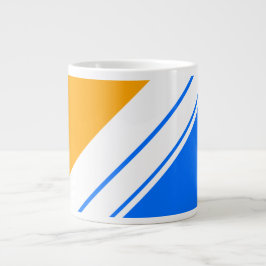 ブライト航海のブルーイエローホワイトレーシングストライプズ ジャンボコーヒーマグカップ