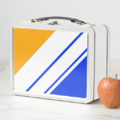 ブライト航海のブルーイエローホワイトレーシングストライプズ メタルランチボックス (インサイチュ)