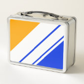 ブライト航海のブルーイエローホワイトレーシングストライプズ メタルランチボックス (裏面)