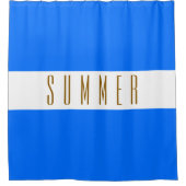 ブライト航海のブルーホワイトストライプ文字 シャワーカーテン (正面)