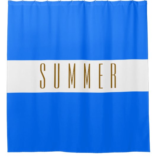 ブライト航海のブルーホワイトストライプ文字 シャワーカーテン (正面)