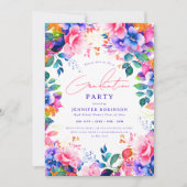 ブライト色彩の鮮やかガーデンフローラ卒業パーティー 招待状 (正面)