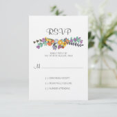 ブライト花模様春の結婚式RSVPカード 出欠カード (スタンド正面)