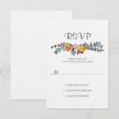 ブライト花模様春の結婚式RSVPカード 出欠カード (正面/裏面)