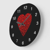 ブライト赤いハート写真。 ラージ壁時計 (傾斜)