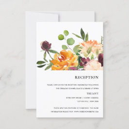 ブライト赤面イエローオレンジフローラバンチ披露宴 出欠カード