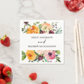 ブライト赤面イエローオレンジフローラバンチ結婚ーズ スタンダードカクテルナプキン (インサイチュ)