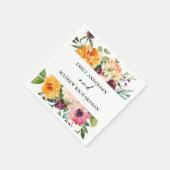 ブライト赤面イエローオレンジフローラバンチ結婚ーズ スタンダードカクテルナプキン (角)