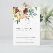 ブライト赤面イエローオレンジフローラバンチRSVP 出欠カード (スタンド正面)