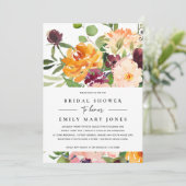 ブライト赤面イエローオレンジフローラブライダルシャワー 招待状 (スタンド正面)