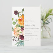 ブライト赤面イエローオレンジフローラベビーシャワー 招待状 (スタンド正面)