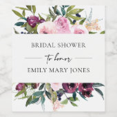 ブライト赤面ブルゴーニュフローラバンチブライダルシャワー ワインラベル (シングルラベル)