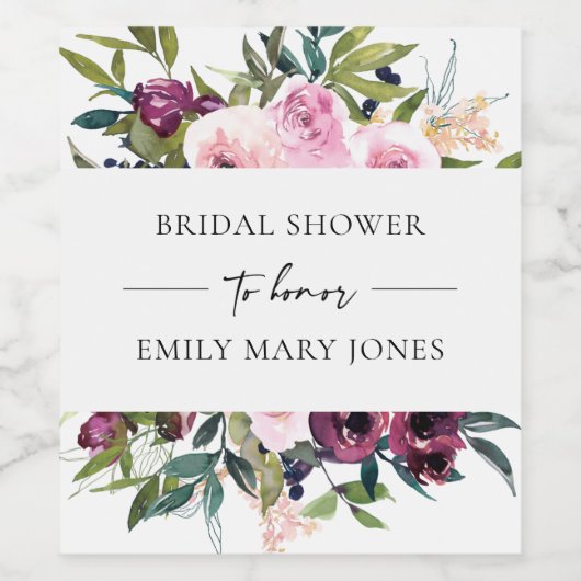 ブライト赤面ブルゴーニュフローラバンチブライダルシャワー ワインラベル (シングルラベル)