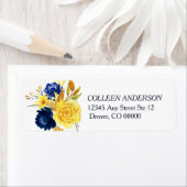 ブライト金ゴールドネイビーブルーフローラ ラベル (インサイチュ)