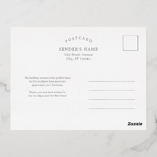 ブライト開花フォイルビジネスホリディポストカード 箔招待状ポストカード (裏面)