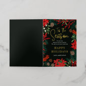 ブライト開花フォイルビジネスホリデーカード 箔グリーティングカード (外側レイダウン)