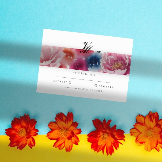 ブライト開花ブロッサムウェディングRSVPカード 出欠カード