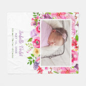 ブライト開花ベビーガール誕生Stat写真 フリースブランケット (正面(横))
