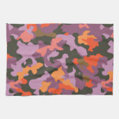 ブライト鮮やかオレンジイエローグリーンカラフル迷彩柄 キッチンタオル (横)