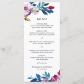 ブライト鮮やかティール（緑がかった色）ピンクモダンフローラ結婚ズ メニュー (正面)