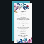 ブライト鮮やかティール（緑がかった色）ピンクモダンフローラ結婚ズ メニュー<br><div class="desc">モダンフローラ結婚のメニューで牡丹とバラを入れてはっきりしたお鮮やかし、ティール（緑がかった色）と青の色合いの緑のスリを入れてピンク。背中はティール（緑がかった色）ブルーの色合い。ジュエル結婚トーンの色のこの明るいメ素晴らしニューは夏のための結婚もの。</div>