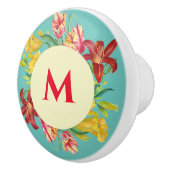 ブライト鮮やか春の花リースイラストレーション セラミックノブ (右)