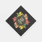 ブライト鮮やか春の花リース誕生日 スタンダードランチョンナプキン (角)