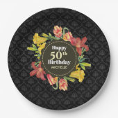 ブライト鮮やか春の花リース誕生日 ペーパープレート (正面)