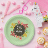 ブライト鮮やか春の花リース誕生日 ペーパープレート (パーティー)