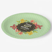 ブライト鮮やか春の花リース誕生日 ペーパープレート (アングル)