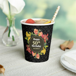 ブライト鮮やか春の花リース誕生日 紙コップ