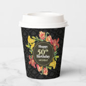 ブライト鮮やか春の花リース誕生日 紙コップ (裏面)