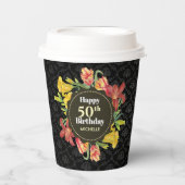 ブライト鮮やか春の花リース誕生日 紙コップ (正面)