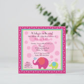 ブライト&おもしろいエレファントベビーシャワー 招待状 (スタンド正面)