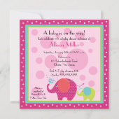 ブライト&おもしろいエレファントベビーシャワー 招待状 (正面)