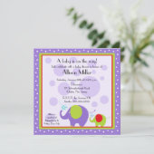 ブライト&おもしろいエレファントベビーシャワー 招待状 (スタンド正面)