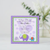 ブライト&おもしろいエレファントベビーシャワー 招待状 (スタンド正面)