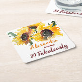 ブライト&はっきりしたひまわり水の色素晴らしい50 スクエアペーパーコースター (アングル)