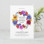 ブライト&はっきりしたフローラリース40th誕生日パーティー 招待状 (スタンド正面)