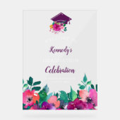 ブライト&はっきりした花模様カラフル卒業 アクリルサイン (正面)