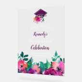 ブライト&はっきりした花模様カラフル卒業 アクリルサイン (傾斜)